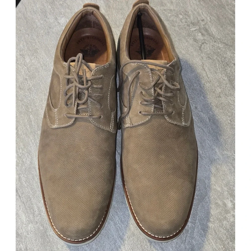 Dockers Mens Oxford Dress Shoes Taupe Leather Perforated 90-42903 Size 13M